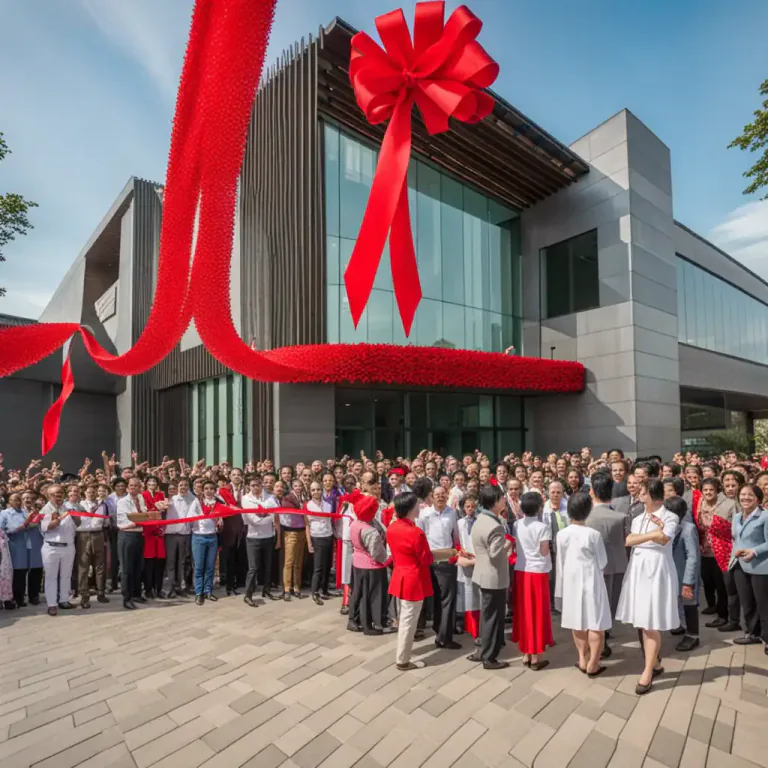 Visual representation of "dedication" - A ceremony to mark the official completion or opening of something such as a building.