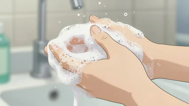 Visual representation of "lather" - A lot of small bubbles that are formed when soap and water are mixed together.
