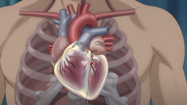 Visual representation of "pericardial" - Relating to the pericardium, the membrane surrounding the heart.