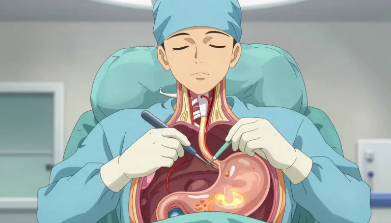Visual representation of "vagotomy" - Vagotomy is a surgical procedure that involves cutting the vagus nerve to decrease stomach acid production.