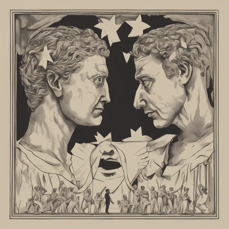 Visual representation of "serve two masters" - To be under the control of or work for two different people, or to try to follow two contrasting or conflicting perspectives, goals, or principles.