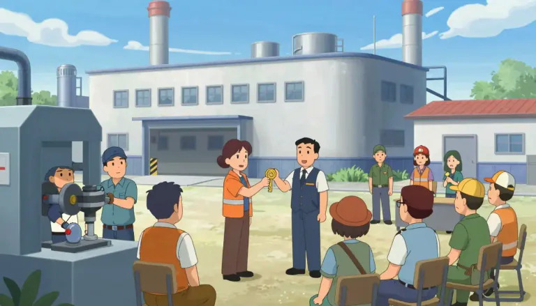 Visual representation of "socialism" - A political and economic theory where community or the state owns and controls the means of production, like factories.