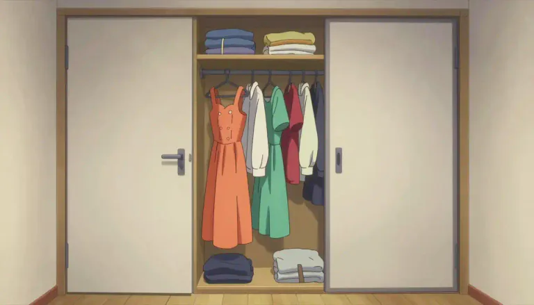 Visual representation of "closet" - A small room or space in a house or building for storing things