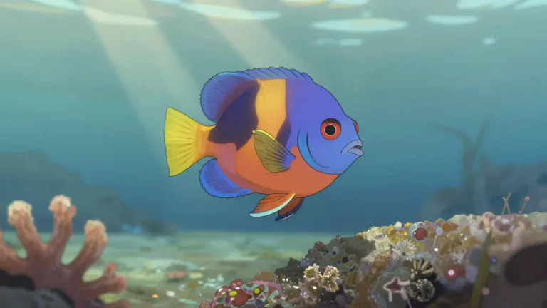 Visual representation of "damselfish" - A small colorful fish found in tropical waters, recognized for its territorial behavior.