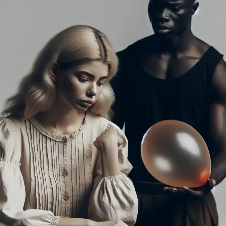 Visual representation of "deflate" - To make someone lose confidence or feel less important