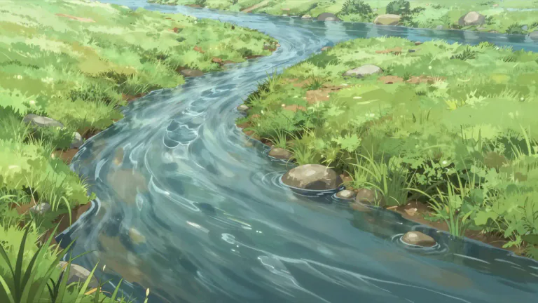 Visual representation of "watercourse" - A stream of water that flows in a particular direction.