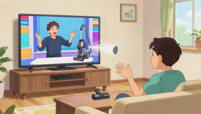 Visual representation of "infomercial" - A long advertisement that looks like a TV show and tries to sell a product or service.