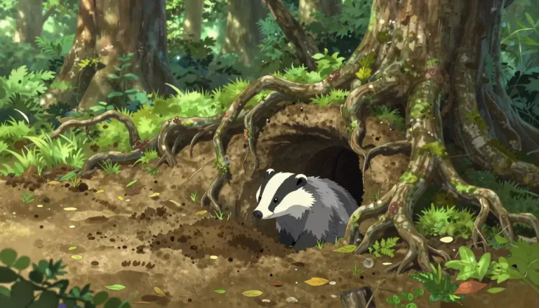 Visual representation of "sett" - The den or burrow where a badger lives