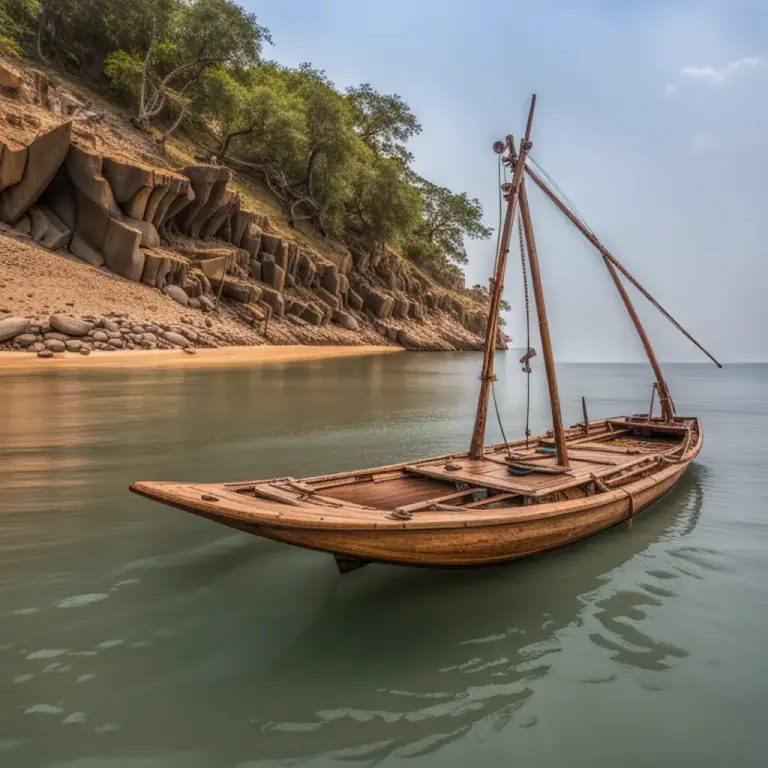 Visual representation of "catamaran" - A type of multi-hulled fishing boat used in some Asian countries.
