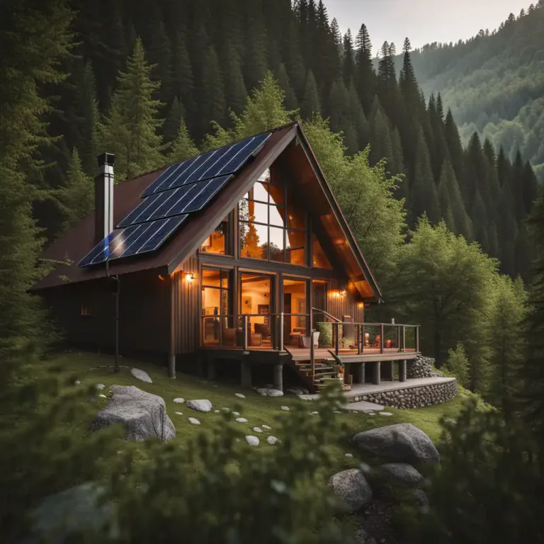 Visual representation of "off the grid" - Not connected to public utilities such as electricity, water, etc., typically because one is living in a remote or self-sufficient way