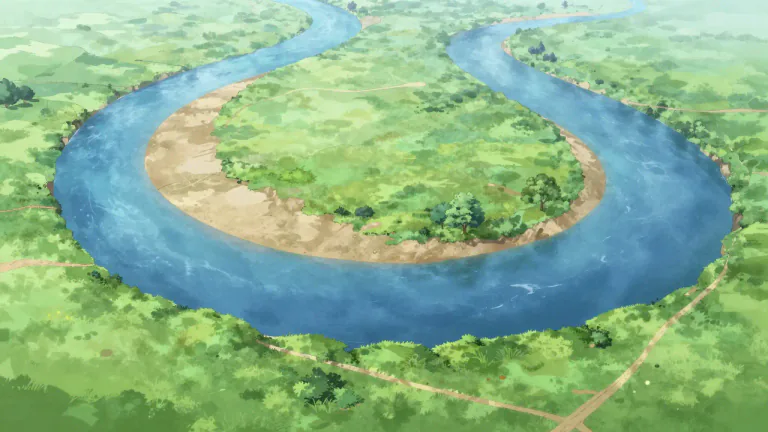 Visual representation of "oxbow" - A U-shaped bend in a river