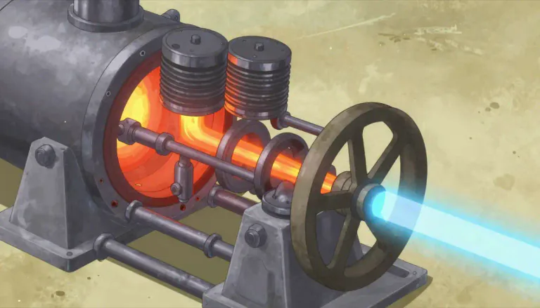 Visual representation of "thermodynamic" - Related to the process of transferring or transforming energy in a system, usually involving heat and work.