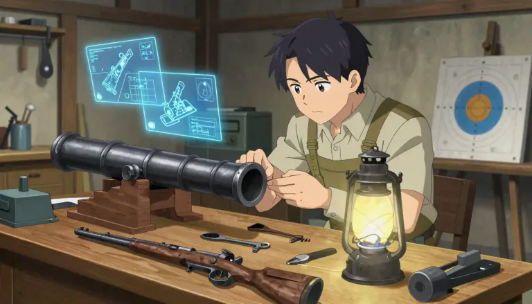 Visual representation of "gunnery" - The study, design, and use of firearms and guns.