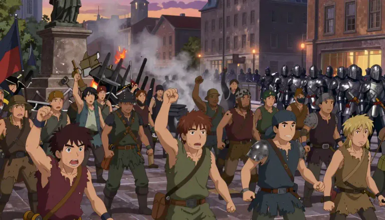 Visual representation of "uprising" - An act of resistance or rebellion; a revolt