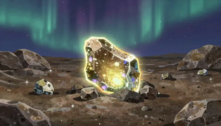 Visual representation of "meteoritic" - Relating to or derived from meteorites.