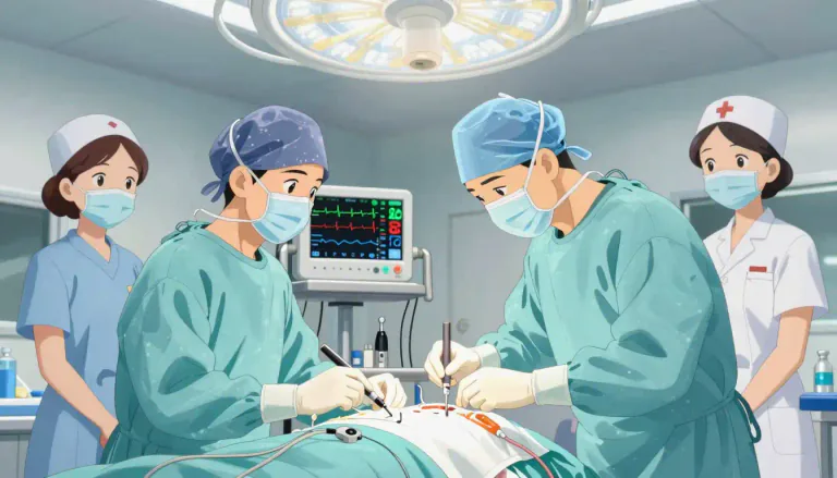 Visual representation of "intraoperative" - Relating to the period during a surgical operation.