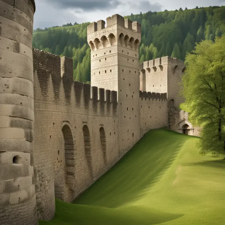 Visual representation of "bulwark" - A wall built for defense; a fortification.