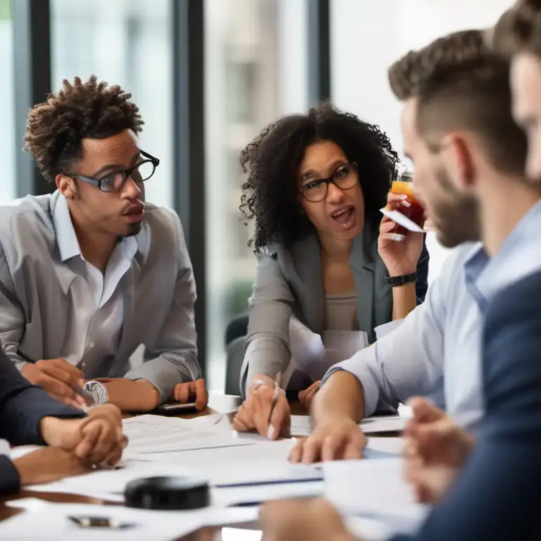 Visual representation of "talk shop" - To talk about work matters in your free time, especially with those who work in the same occupation