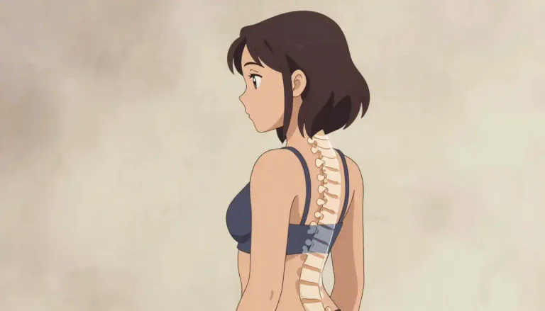 Visual representation of "kyphosis" - Kyphosis is a condition where the spine is curved more than normal, causing a hunching of the back.
