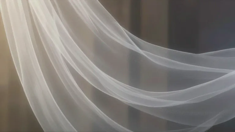 Visual representation of "organza" - Organza is a thin, transparent fabric, often made from silk or nylon, known for its crisp texture and sheer appearance.