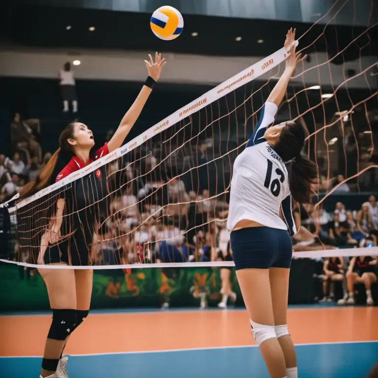 Visual representation of "spike" - A fast and forceful hit of the ball, in sports like volleyball.