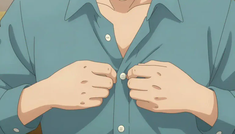 Visual representation of "unbutton" - to undo the buttons of a clothing item