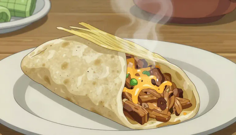 Visual representation of "tamale" - A tamale is a traditional Mexican dish made of masa (a dough made from corn) that is filled with various ingredients, such as meat, cheese, or vegetables, and wrapped in a corn husk or banana leaf.
