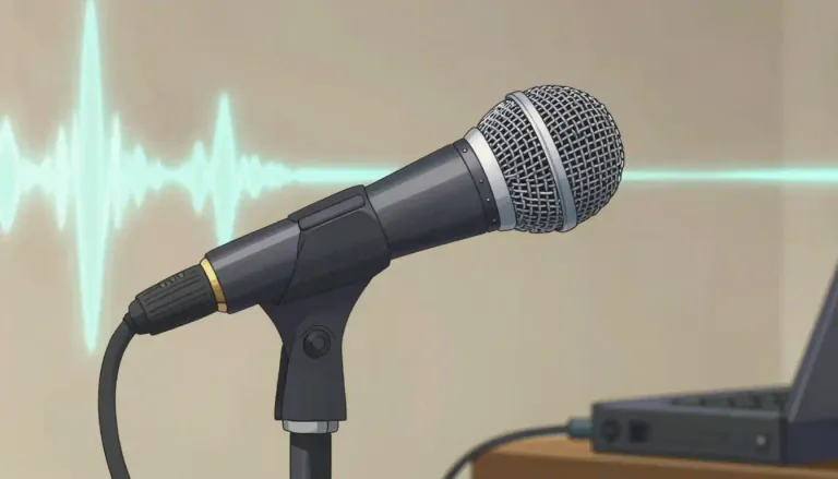 Visual representation of "mike" - A device used to convert sound waves into electrical signals for amplification or recording.