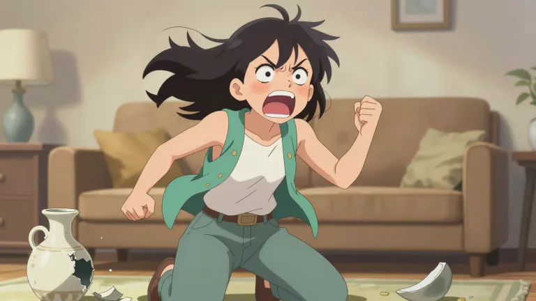 Visual representation of "conniption" - A state of uncontrollable anger or emotional agitation, often resulting in dramatic outbursts.