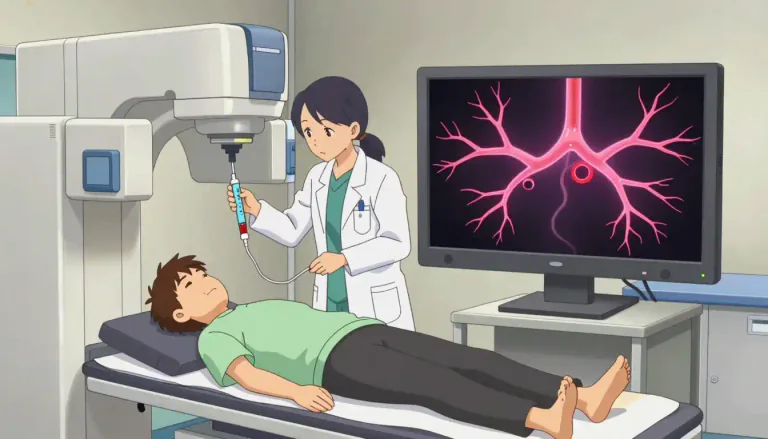 Visual representation of "angiography" - Angiography is a medical imaging technique that uses X-rays and a special dye to see the inside of blood vessels and organs.