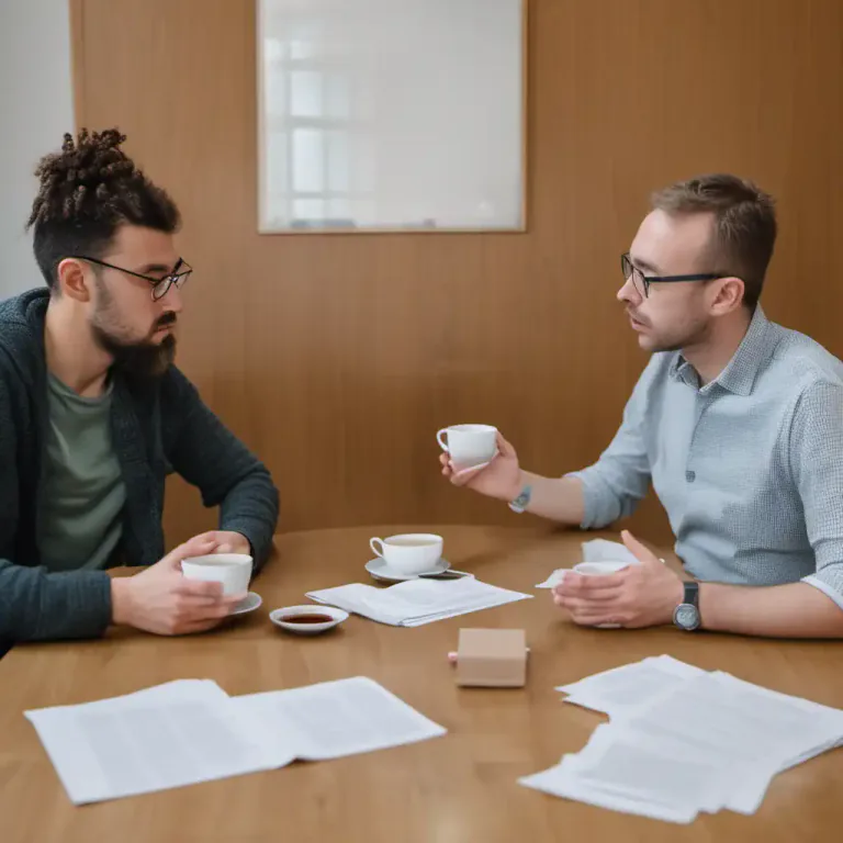 Visual representation of "talk over" - To discuss something thoroughly in order to make a decision or solution.