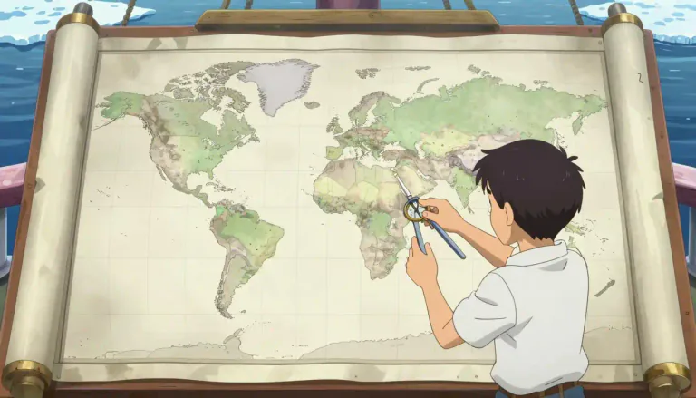 Visual representation of "mercator" - A type of map projection that represents continents and oceans with straight lines, useful for navigation but distorting sizes near the poles.