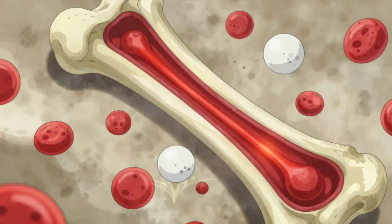 Visual representation of "hematopoiesis" - The process by which blood cells are produced in the body, primarily within the bone marrow.