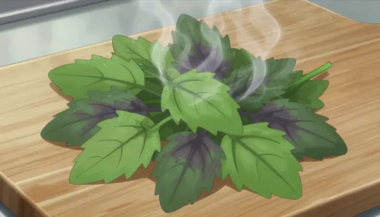 Visual representation of "perilla" - Perilla is a type of herb with aromatic leaves, commonly used in cooking, especially in Asian cuisine.