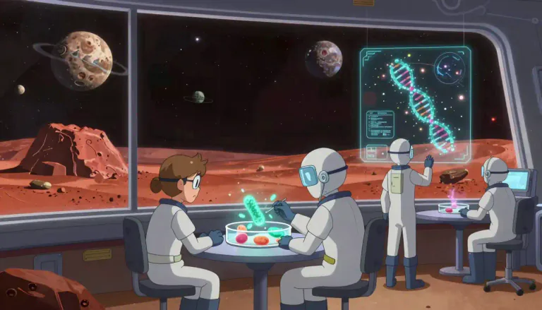 Visual representation of "astrobiology" - The study of life in the universe, including the origins, evolution, and potential for extraterrestrial life.