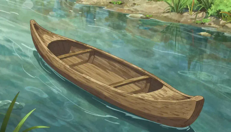 Visual representation of "pirogue" - A type of long, narrow canoe made from a single tree trunk, typically used in shallow waters.