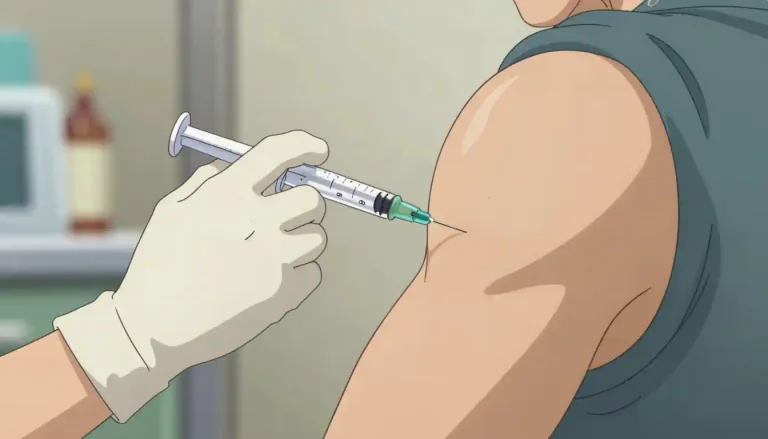 Visual representation of "intramuscular" - Involving the injection of a substance directly into a muscle.