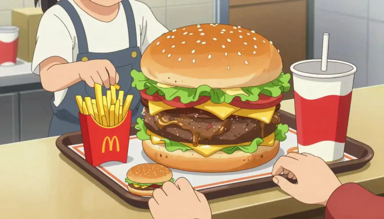 Visual representation of "supersize" - To make or become much larger than the normal size.