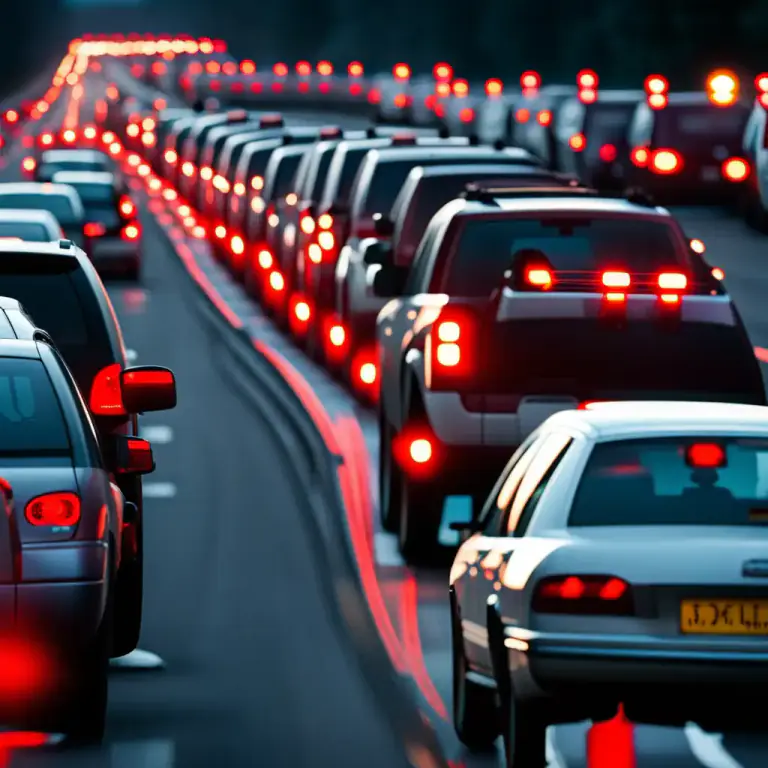 Visual representation of "tail back" - When traffic lines up in a long queue.