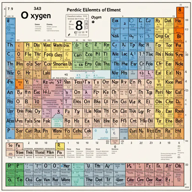 Visual representation of "oxygen" - An element in the periodic table with the atomic number 8