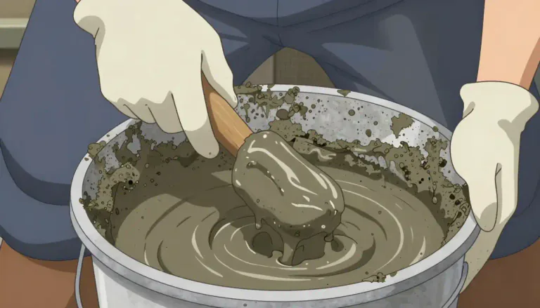 Visual representation of "slurry" - A thick liquid made by mixing solid material with a liquid, typically water, often used in construction or agriculture.
