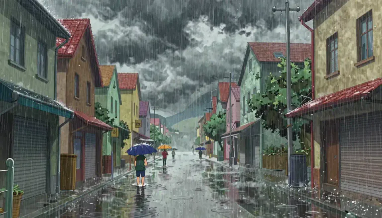 Visual representation of "pluvial" - Related to or involving large amounts of rainfall.