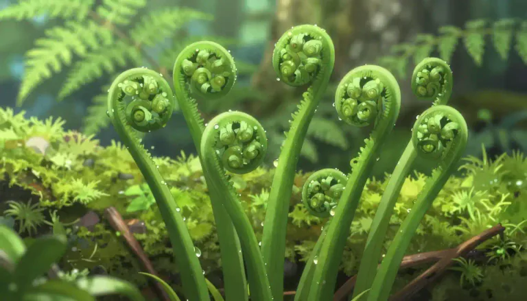 Visual representation of "fiddlehead" - Fiddleheads are young, coiled fronds of ferns, often gathered in spring for eating.