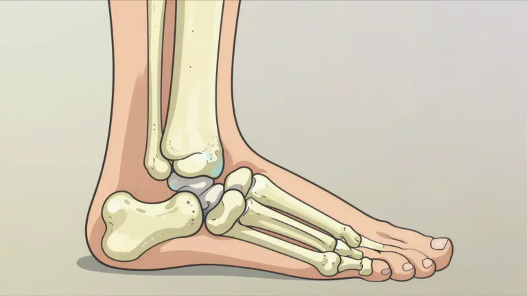 Visual representation of "talus" - The talus is the bone in the ankle that connects the foot with the legs.