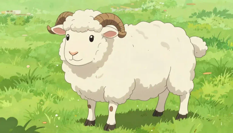 Visual representation of "sheep" - A farm animal with a thick wool coat and, often, a curved horn