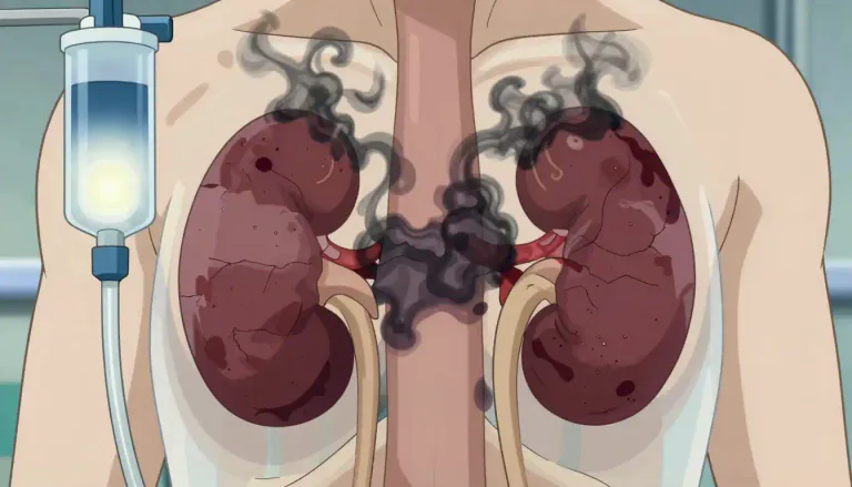 Visual representation of "nephrotoxicity" - Nephrotoxicity is the degree to which substances can harm the kidneys, potentially leading to kidney failure or dysfunction.
