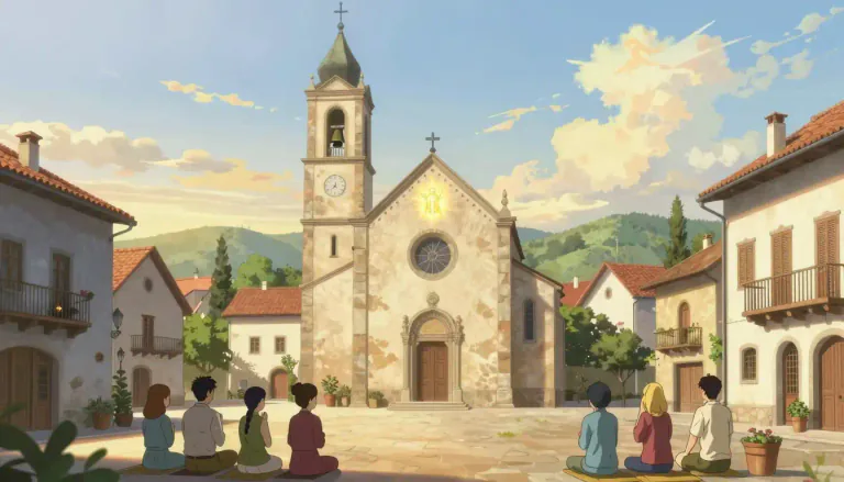 Visual representation of "angelus" - A Christian prayer said three times a day in honor of the Annunciation.