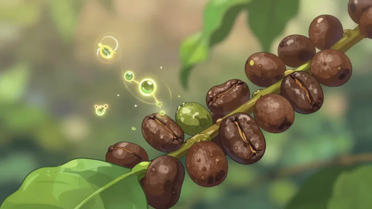 Visual representation of "chlorogenic" - A type of compound that occurs in various plants, particularly coffee, known for its antioxidant properties.