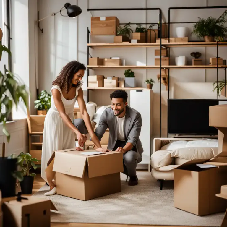 Visual representation of "set up house" - To create a home or establish a place of residence.