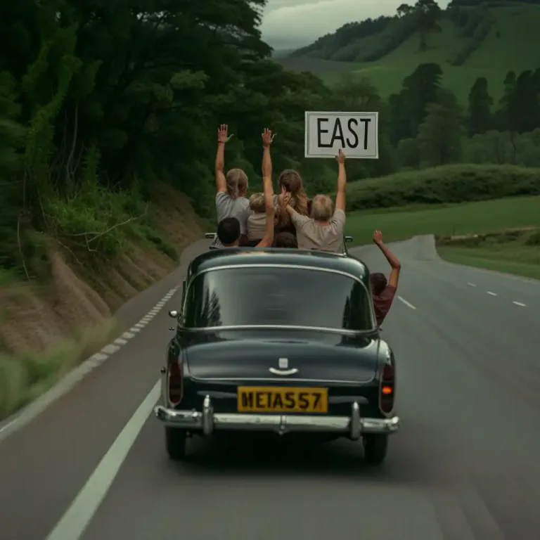 Visual representation of "east" - Toward or in the east.